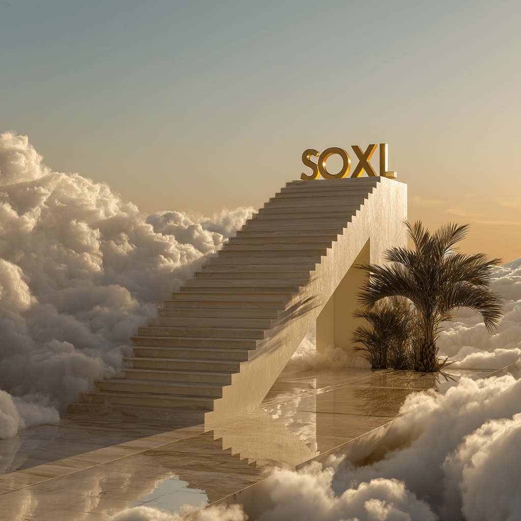 높은 계단 끝에 있는 단어 SOXL