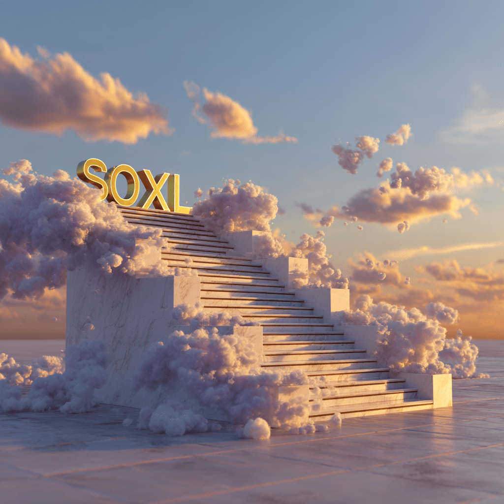 높은 계단 끝에 있는 단어 SOXL
