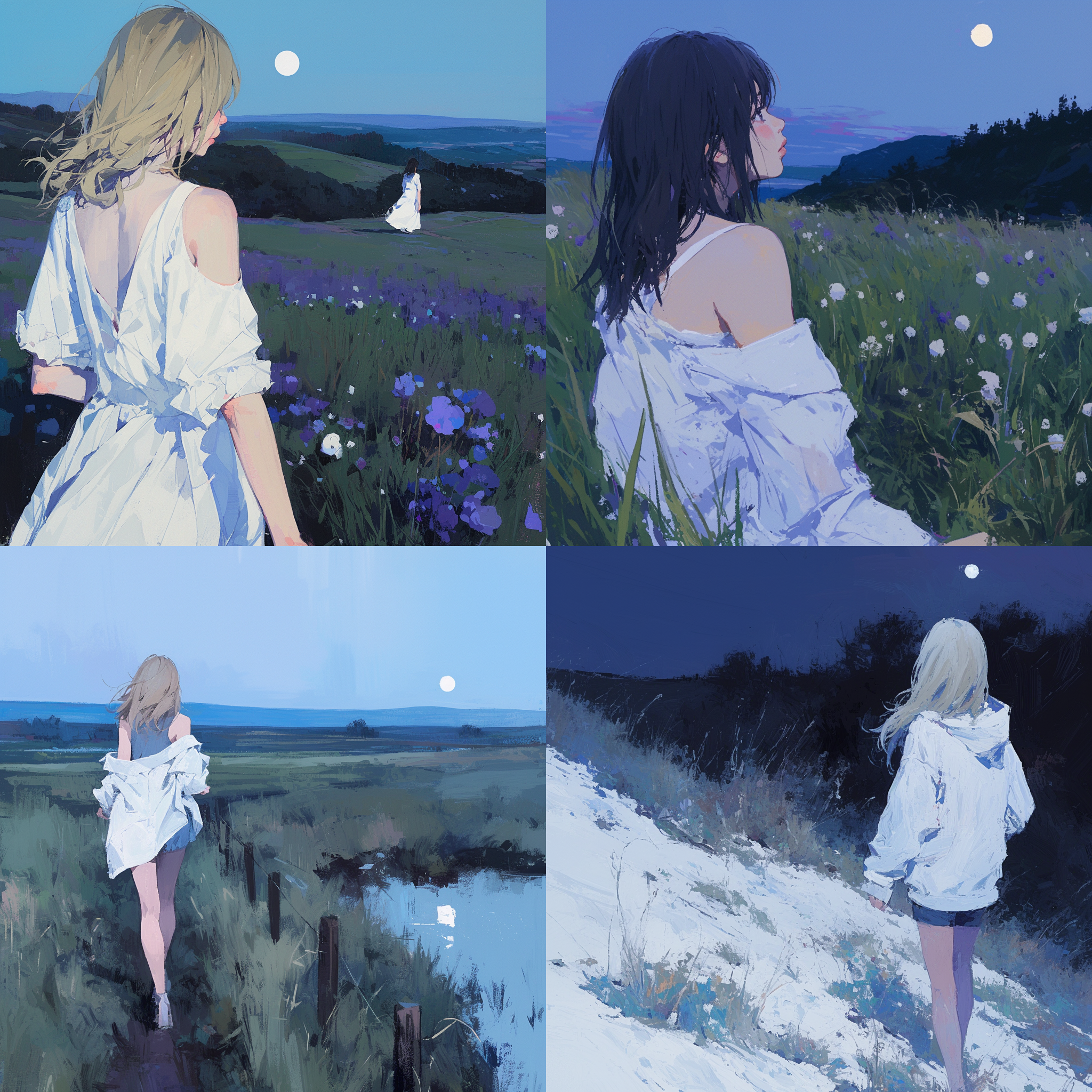 이기적인 속도로 달려봐  힘든 마음은 타들어가네 소녀여 달이 뜨는 속도로 감정을  물들였네 분산의 표현을 넘어서 빛나네 유화