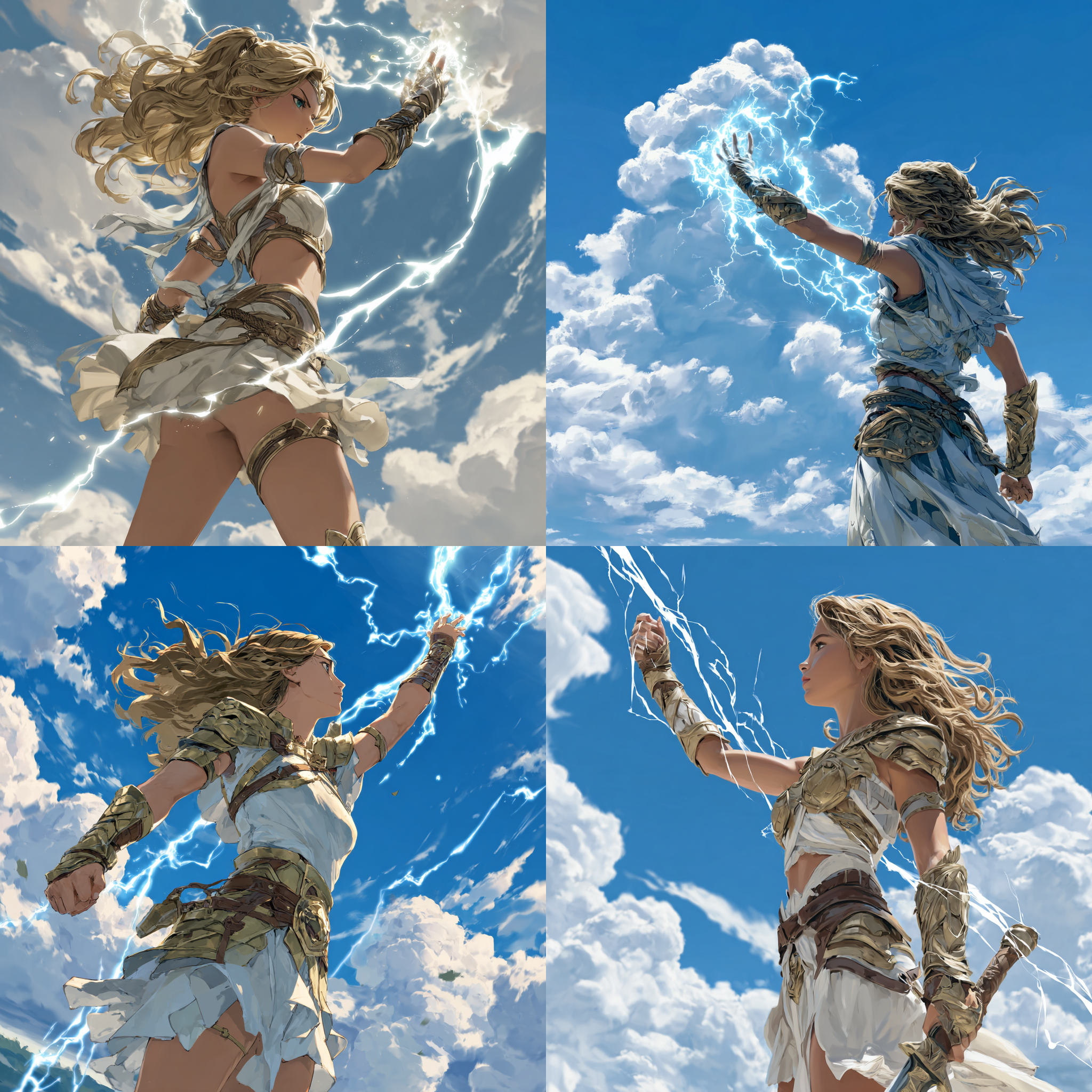 A female warrior about to shoot a lightning bolt