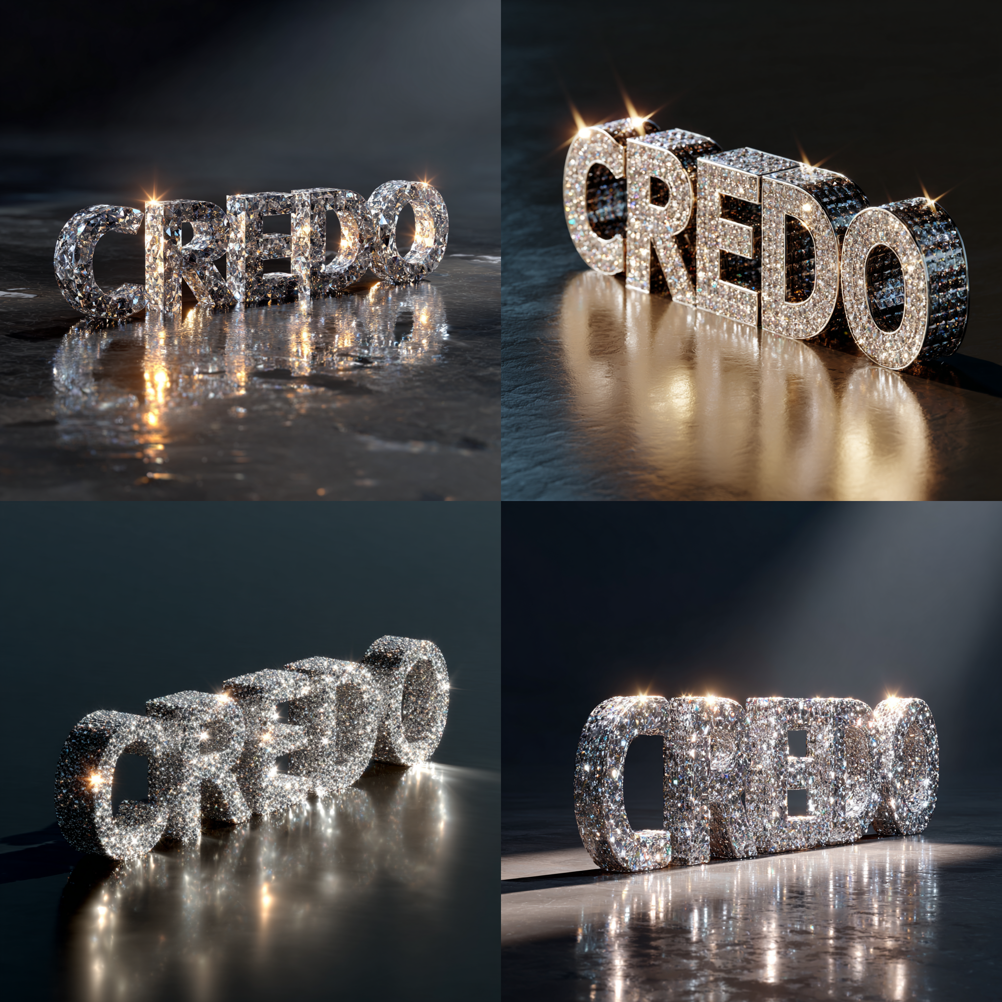 다이아몬드 재질로 만들어져있는 고급스러운 단어 CREDO