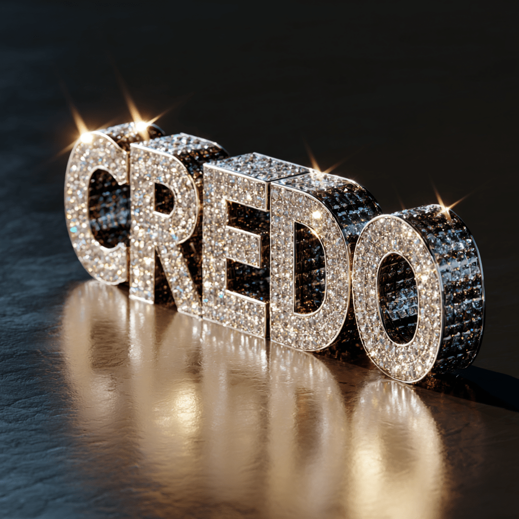 다이아몬드 재질로 만들어져있는 고급스러운 단어 CREDO