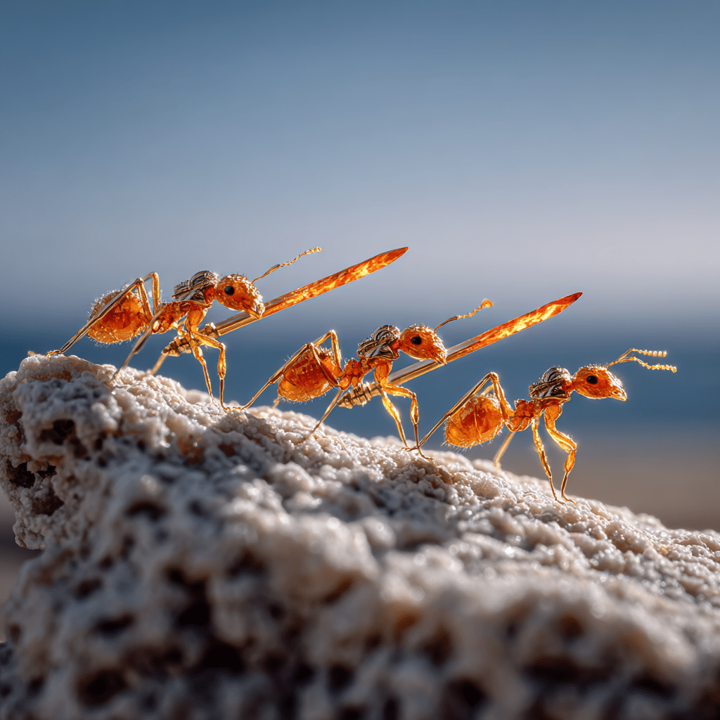 Fire ants walking on lava fire ants carrying weapons ants angry fire ants wearing armor first person