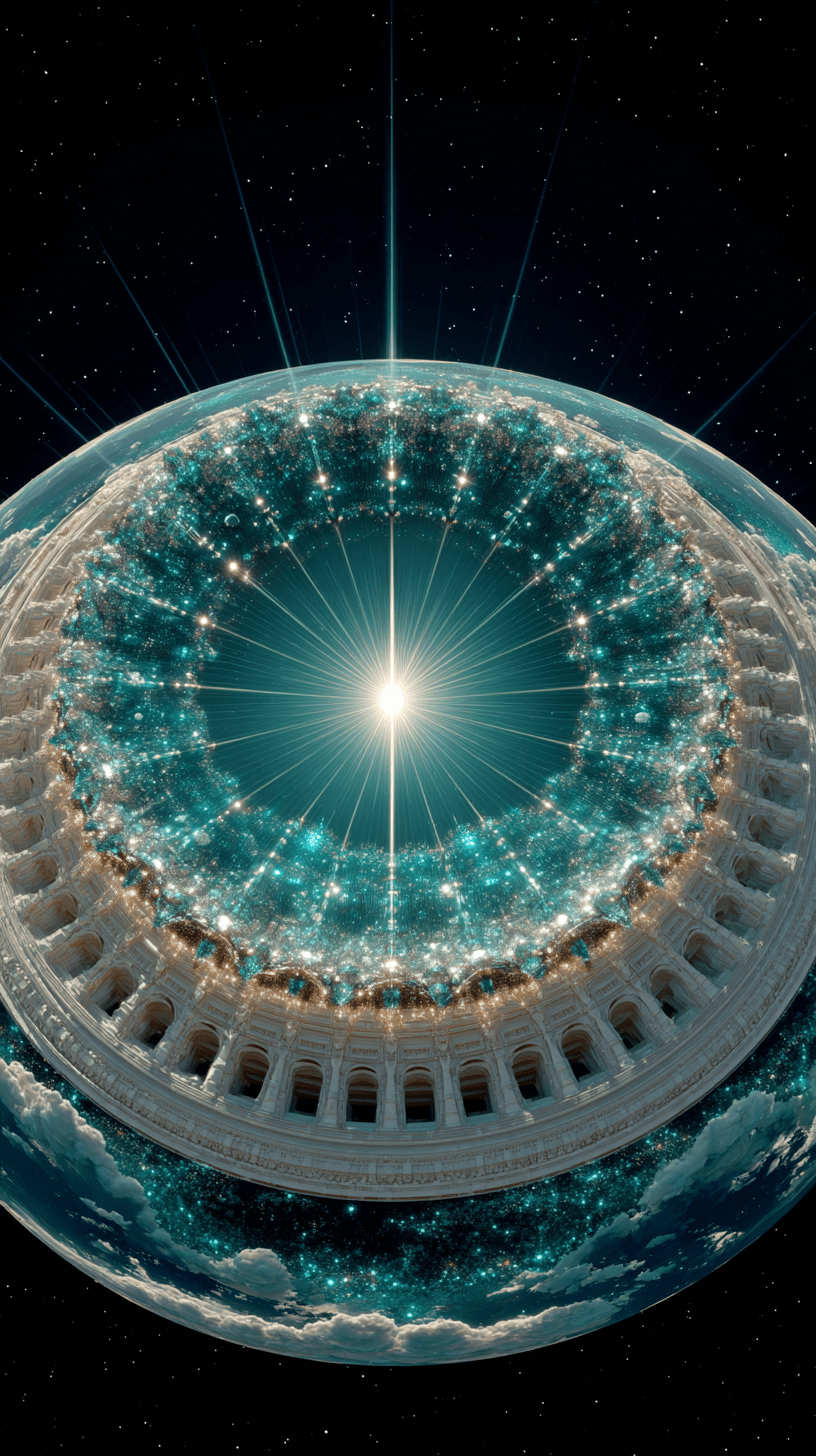 futuristic truth truth majestic beauty ultimate sci-fi dizzy heaven and earth creation soul color change maximal epic geometry mystery photonic design celestial phenomena orbital UFO phenomenal