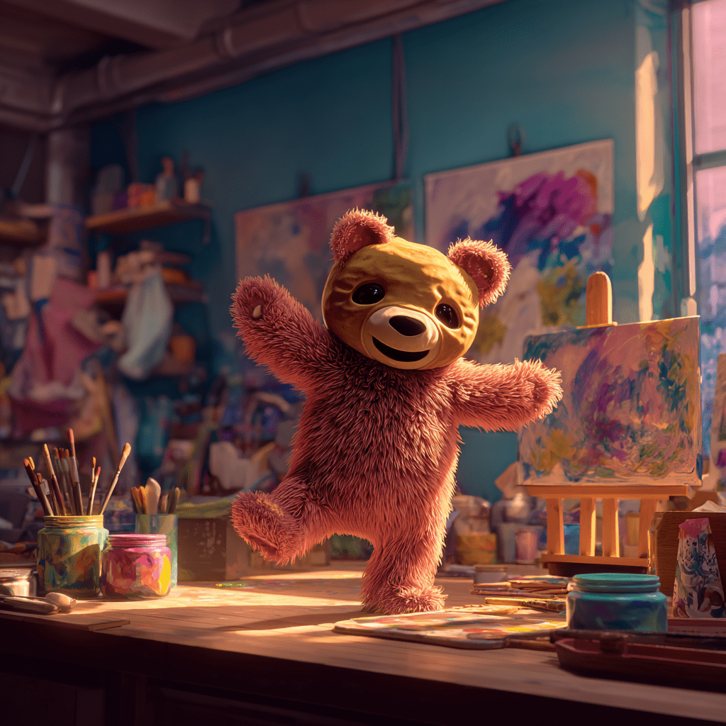 미장에 신나하는 감자탈을쓴 아기곰