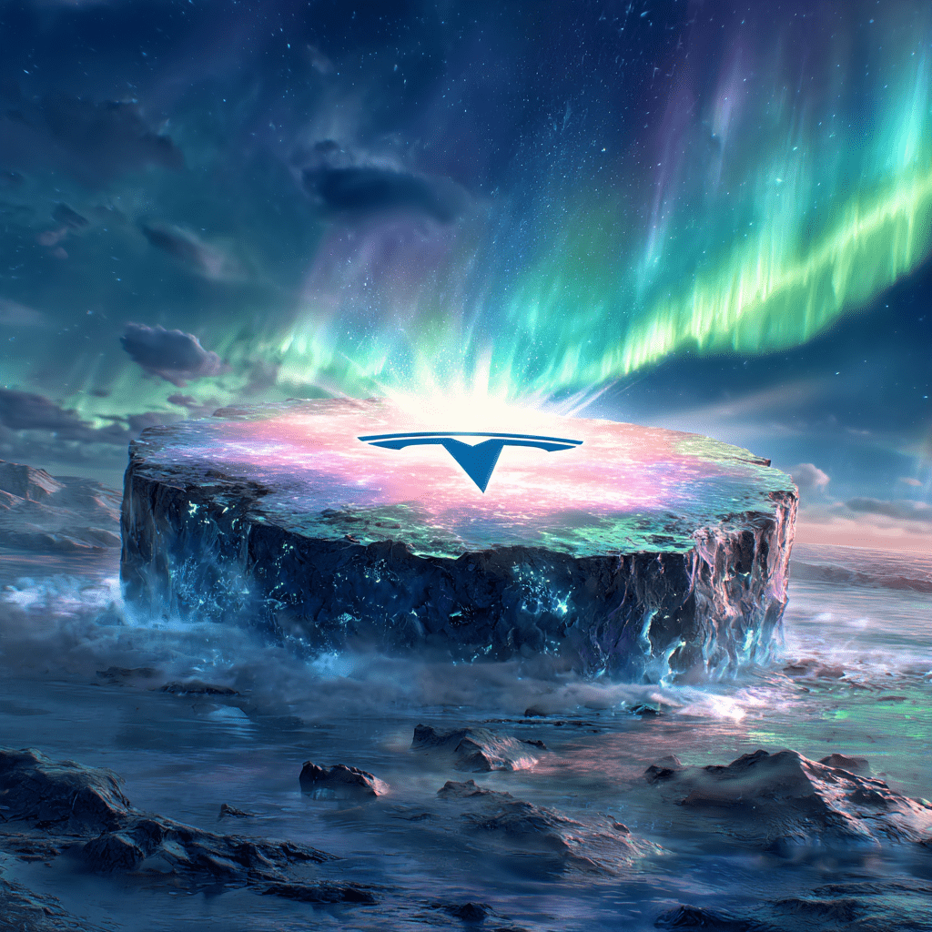 지구 절반 핵에 쓰여진 테슬라로고