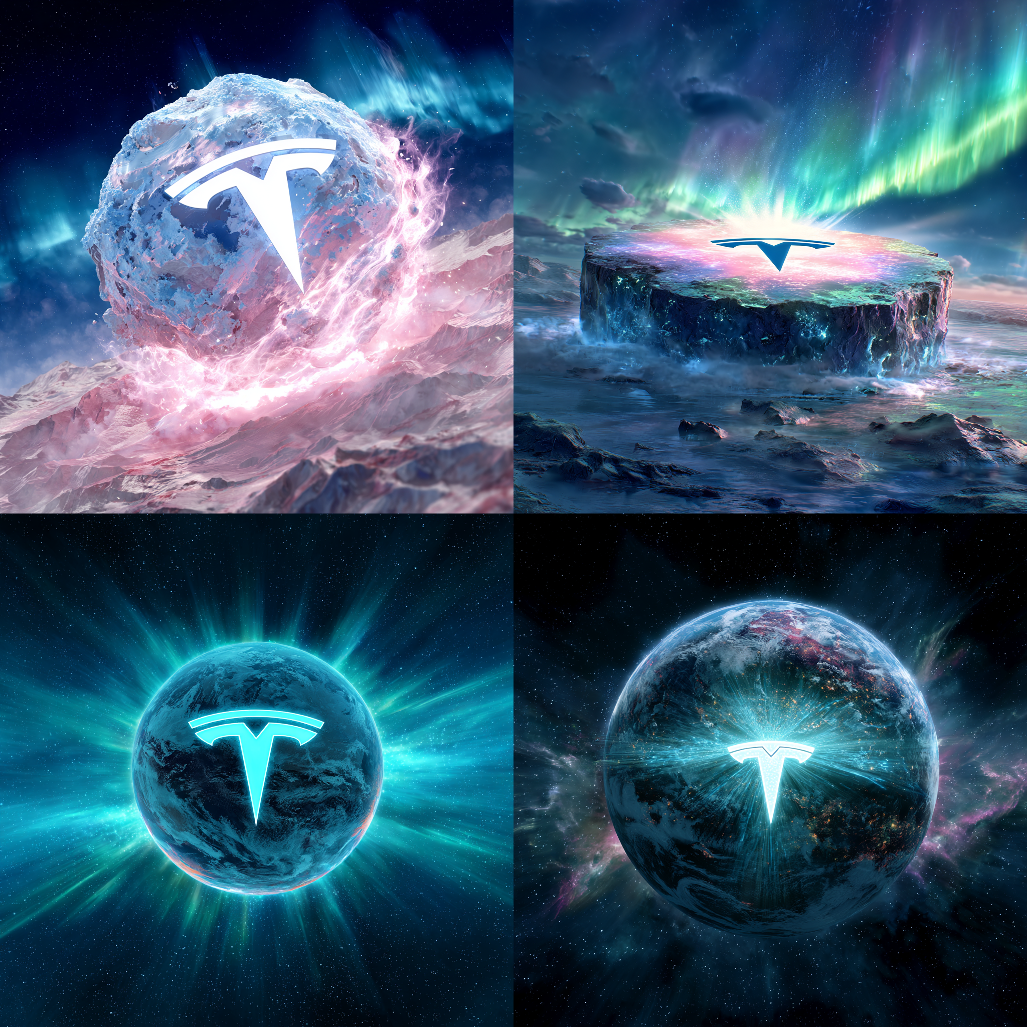 지구 절반 핵에 쓰여진 테슬라로고