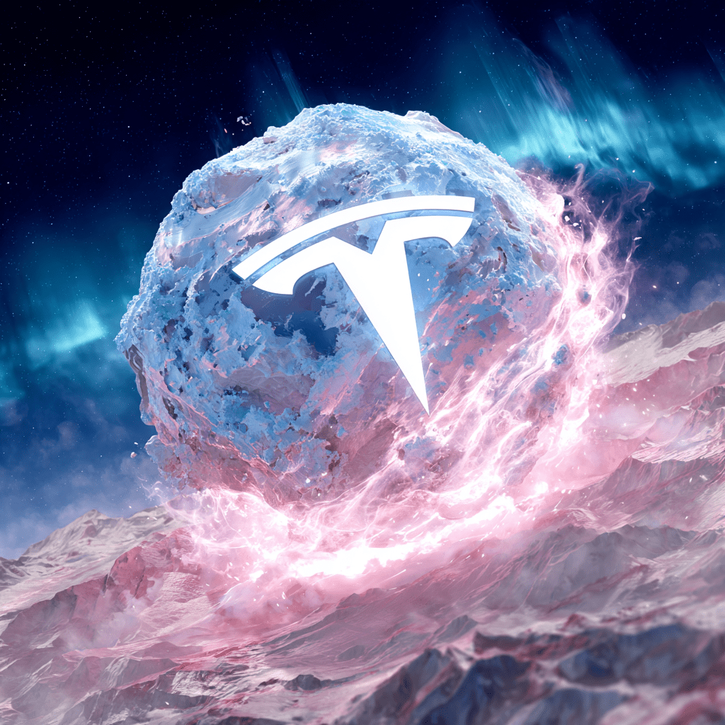 지구 절반 핵에 쓰여진 테슬라로고