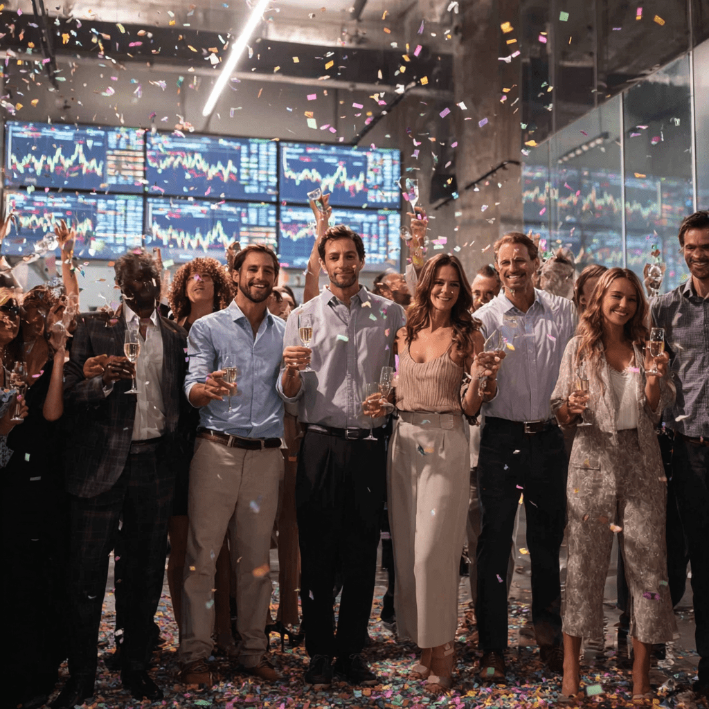 주식 올라서 파티하는