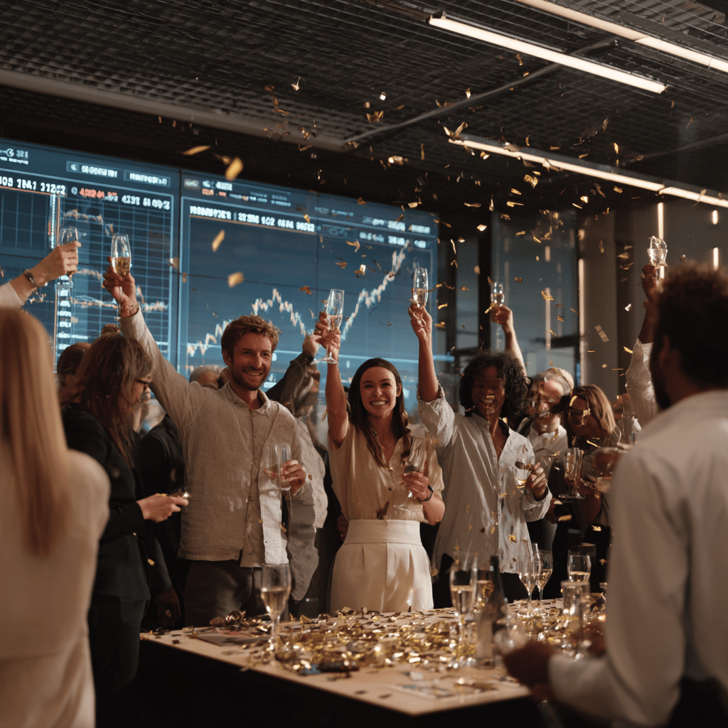 주식 올라서 파티하는