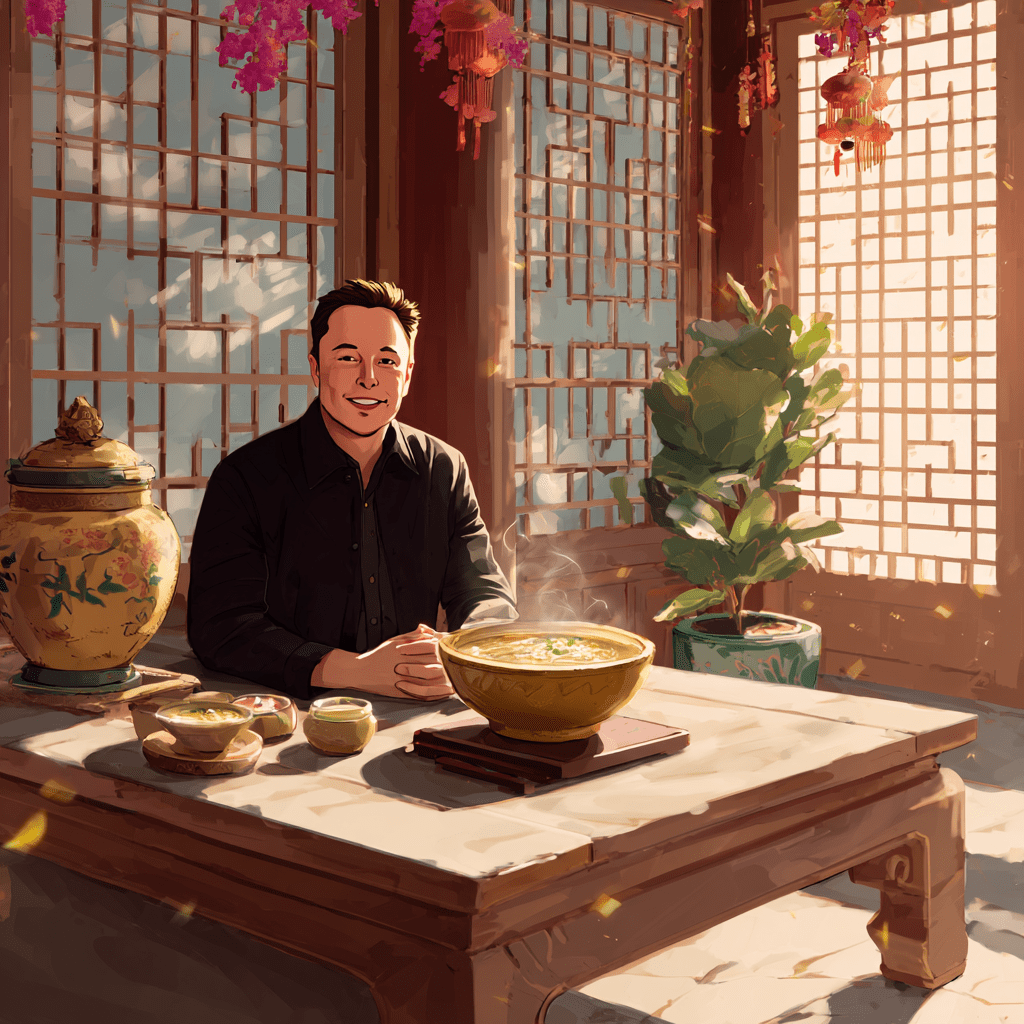 설날 떡국먹는 일론머스크