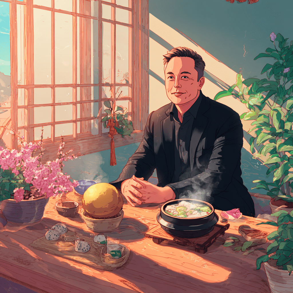 설날 떡국먹는 일론머스크