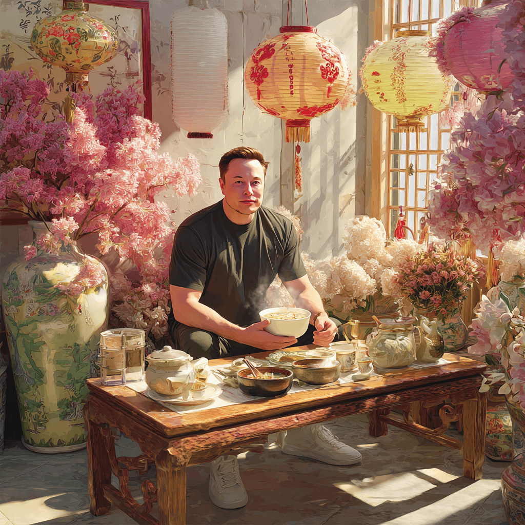 설날 떡국먹는 일론머스크