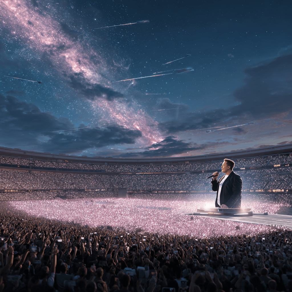 노래부르는 일론머스크와 스타리움 관중들