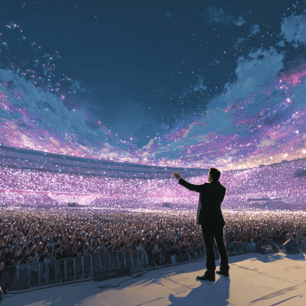 노래부르는 일론머스크와 스타리움 관중들