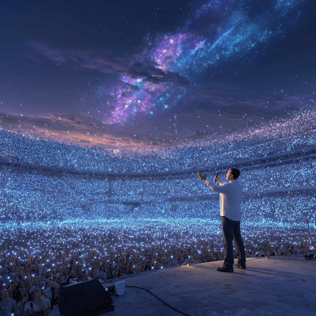 노래부르는 일론머스크와 스타리움 관중들