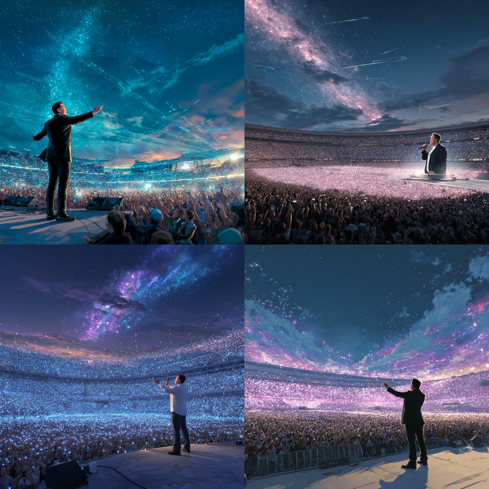 노래부르는 일론머스크와 스타리움 관중들